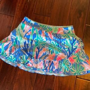 Lilly Pulitzer Coral and Blue Luxletic skort
